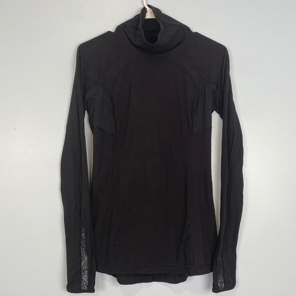 Lululemon Run Speedy Turtleneck Thumb holes Black Sz 6 Activewear Running Gym - Picture 2 of 15